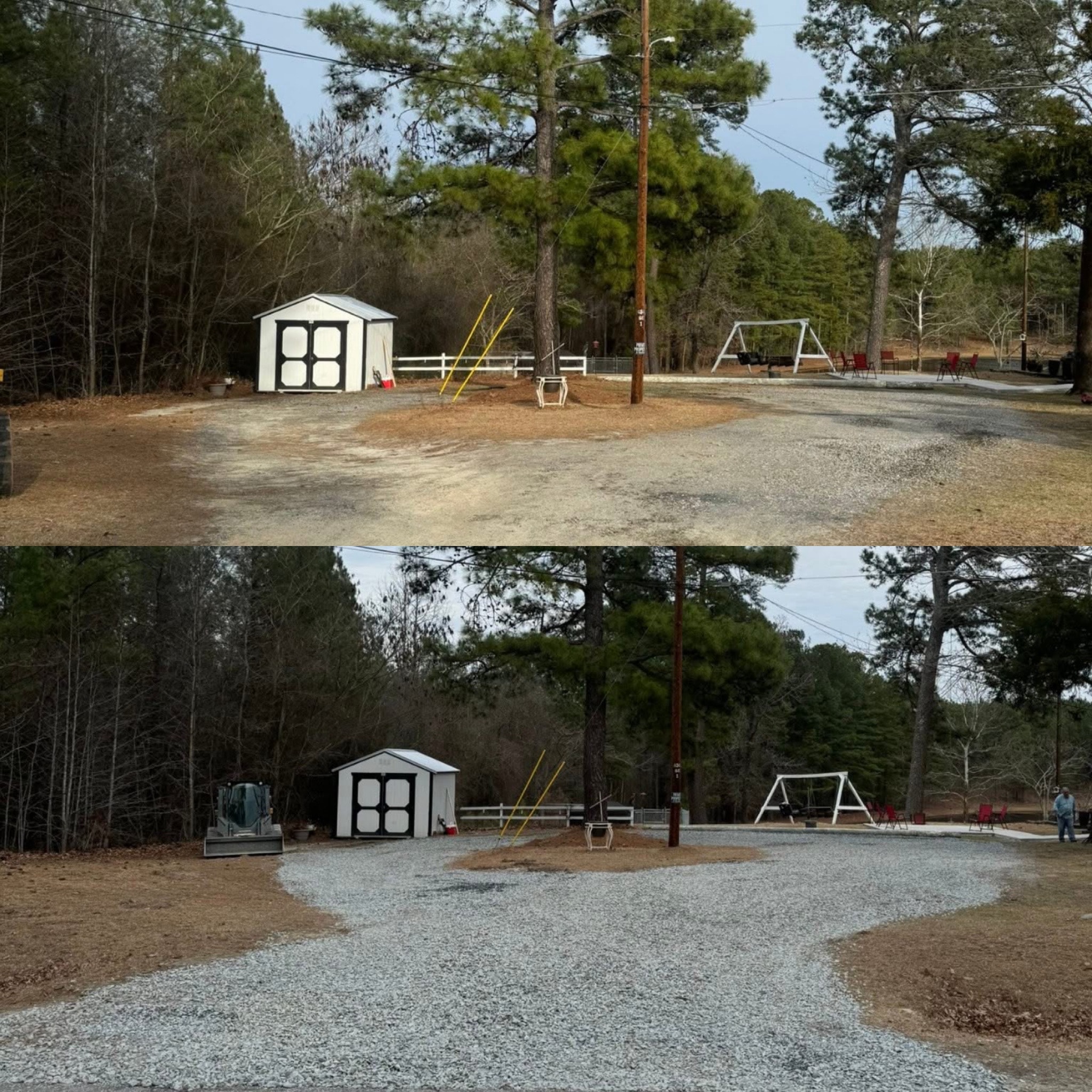 Before and after — gravel yard hauling project