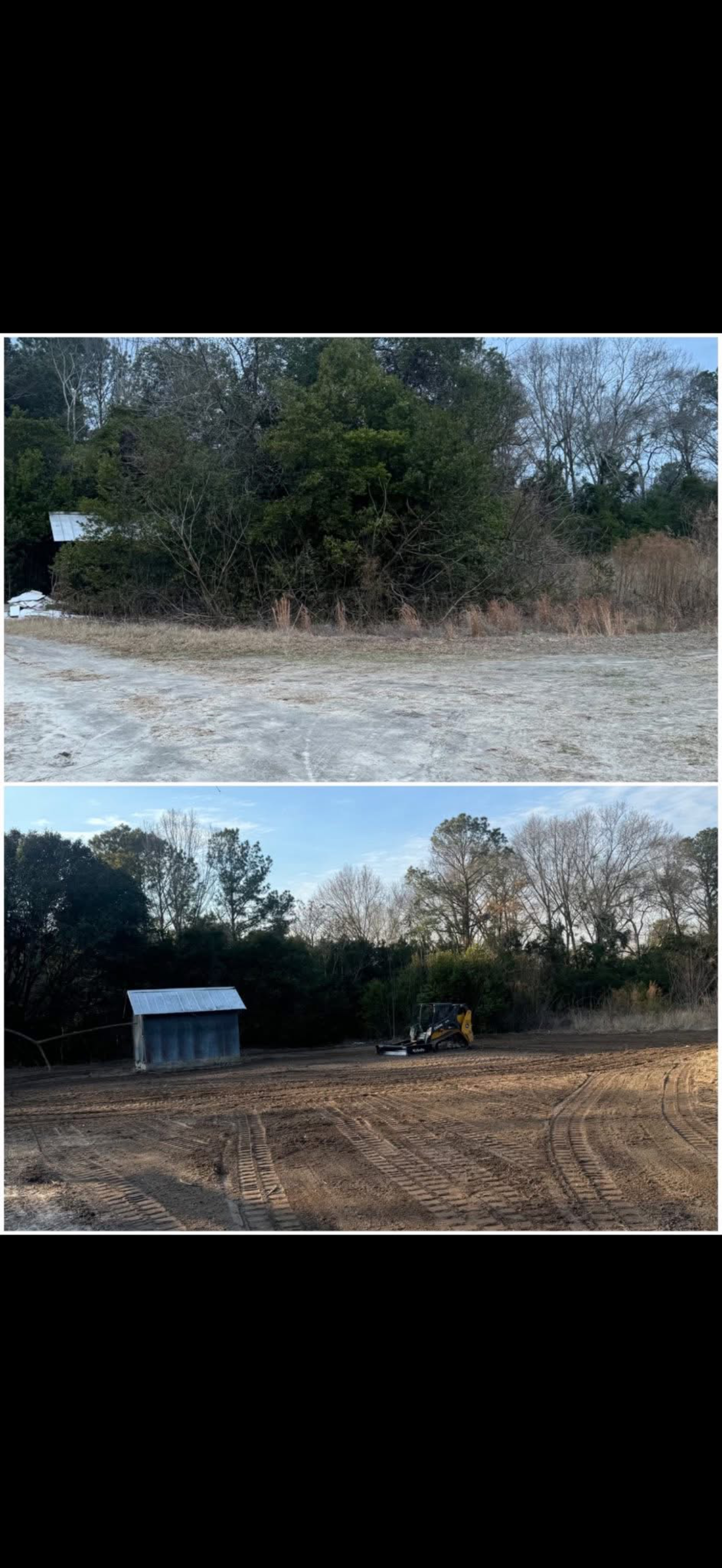 Before and after — land clearing with skid steer